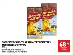 Auchan Tablette de chocolat au lait et noisettes merveilles du monde aanbieding