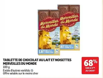Tablette de chocolat au lait et noisettes merveilles du monde