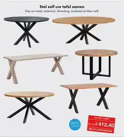 Woonsquare Stel zelf uw tafel samen aanbieding