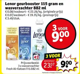 Kruidvat Lenor geurbooster 115 gram en wasverzachter 882 ml aanbieding