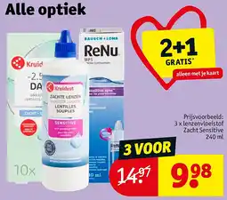 Kruidvat 3 x lenzenvloeistof Zacht Sensitive 240 ml aanbieding