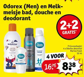 Kruidvat Odorex (Men) en Melkmeisje bad, douche en deodorant aanbieding
