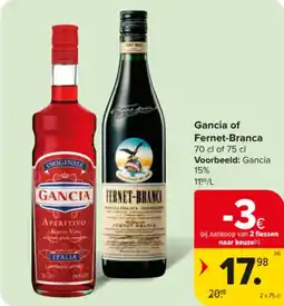Carrefour Market Gancia of Fernet-Branca aanbieding