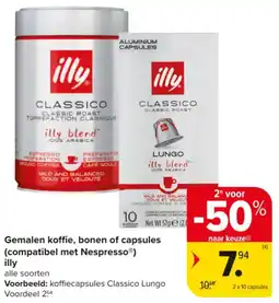 Carrefour Market Gemalen koffie, bonen of capsules Compatibel met Nespresso illy aanbieding