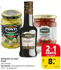 Carrefour Market Antipasti en Azijn Ponti aanbieding