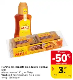 Carrefour Market Honing, Smeerpasta en Industrieel Gebak Meli aanbieding