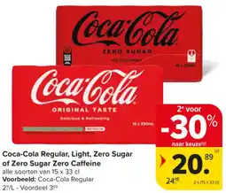 Carrefour Market Coca-Cola Regular, Light, Zero Sugar of Zero Sugar Zero Caffeine aanbieding