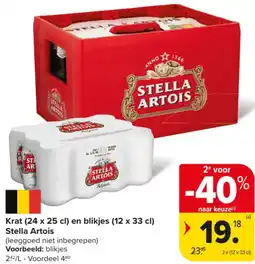 Carrefour Market Krat en Blikjes Stella Artois aanbieding