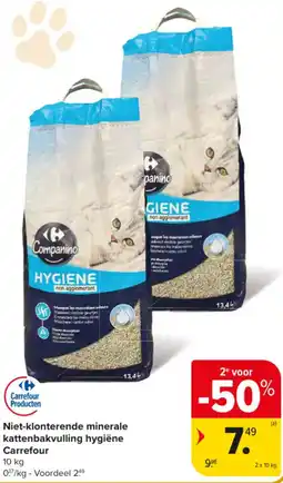 Carrefour Market Niet Klonterende Minerale Kattenbakvulling Hygiëne Carrefour aanbieding
