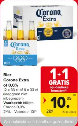Carrefour Market Bier Corona Extra of 0,0 % aanbieding