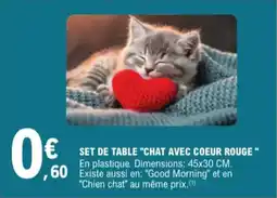 E.Leclerc € set de Table Chat Avec Coeur Rouge aanbieding