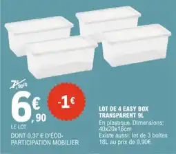 E.Leclerc Lot de 4 Easy Box Transparent aanbieding