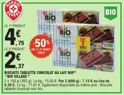 E.Leclerc Biscuits Tablette Chocolat Au Lait Bio Village aanbieding