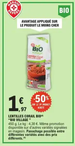 E.Leclerc Lentilles Corail bio 'Bio Village' aanbieding