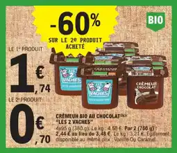 E.Leclerc Crèmeuh Bio au Chocolat Les 2 Vaches aanbieding