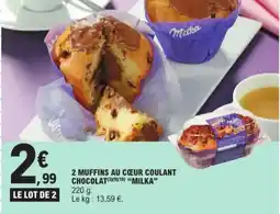 E.Leclerc Milka 2 muffins au coeur coulant chocolat aanbieding