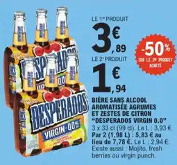 E.Leclerc Desperados virgin 0.0 bière sans alcool aromatisée agrumes et zestes de citron aanbieding