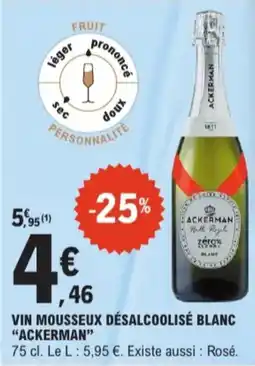 E.Leclerc Ackerman vin mousseux désalcoolisé blanc aanbieding