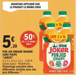 E.Leclerc Joker PUR JUS ENGAGÉ ORANGE SANS PULPE aanbieding