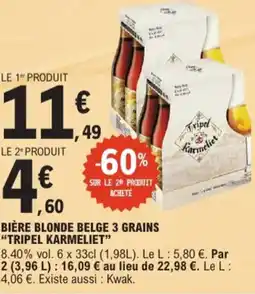 E.Leclerc Tripel karmeliet bière blonde belge 3 grains 8.40% vol6 aanbieding