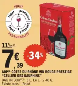 E.Leclerc Cellier des dauphins aop côtes du rhône vin rouge prestige aanbieding