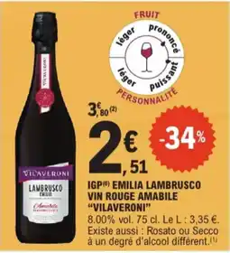 E.Leclerc Vilaveroni IGP Emilia Lambrusco vin rouge amabile 8% vol aanbieding