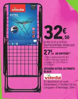 E.Leclerc Vileda séchoir extra ultimate black aanbieding
