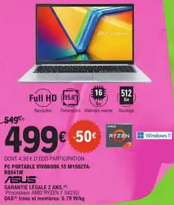 E.Leclerc ASUS PC portable Vivobook 15 M1502YA- BQ941W aanbieding