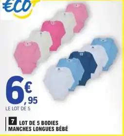E.Leclerc Lot de 5 bodies manches longues bébé aanbieding