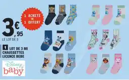 E.Leclerc Lot de 3 mi chaussettes licence bebe aanbieding