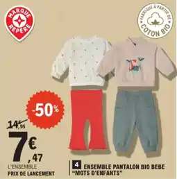 E.Leclerc Ensemble pantalon bio bebe mots d'enfants aanbieding