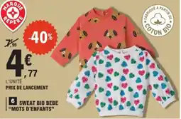 E.Leclerc Sweat bio bebe mots d'enfants aanbieding