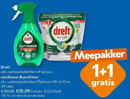 OKay Dreft vaatwastabletten Platinum All-in-One 34 tabs aanbieding