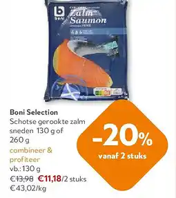 OKay Boni Selection Schotse gerookte zalm sneden 130 g aanbieding