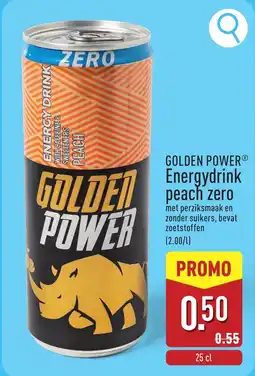 ALDI Golden power Energydrink peach zero aanbieding