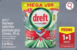 ALDI Dreft Vaatwastabletten platinum plus citroen, 59 st. aanbieding