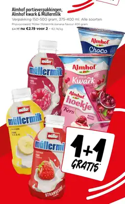 Jumbo Almhof portieverpakkingen, Almhof kwark & Müllermilk aanbieding