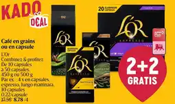 Delhaize Café en grains ou en capsule L'Or aanbieding