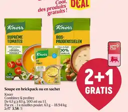 Delhaize Soupe en brickpack ou en sachet Knorr aanbieding