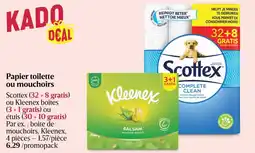 Delhaize Papier toilette ou mouchoirs Scottex ou Kleenex boîtes ou étuis aanbieding