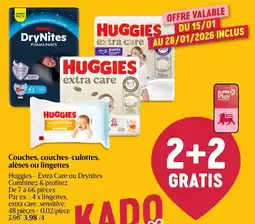 Delhaize Couches, couches-culottes, alèses ou lingettes Huggies aanbieding
