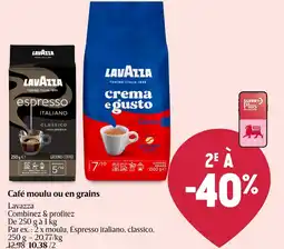 Delhaize Café moulu ou en grains Lavazza aanbieding