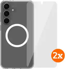 Coolblue BlueBuilt Protective Cover Aimant Galaxy S25 Plus Transparent + Protège-écran Lot de 2 aanbieding