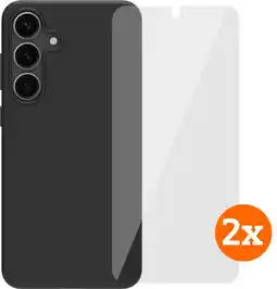 Coolblue BlueBuilt Samsung Galaxy S25 Plus Back Cover Noir + Protège-écran Verre Lot de 2 aanbieding