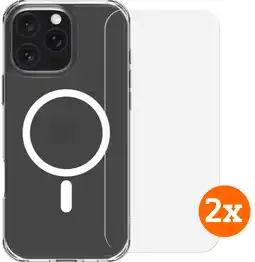 Coolblue BlueBuilt Protective Back Cover avec MagSafe iPhone 16 Pro Max + Protège-écran Lot de 2 aanbieding
