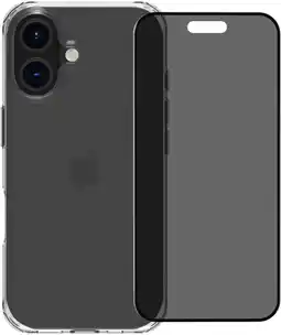 Coolblue BlueBuilt Protective Back Cover iPhone 16 Transparent + Protège-écran de Confidentialité Verre aanbieding