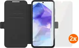 Coolblue BlueBuilt Samsung Galaxy A56 Book Case Noir + Protège-écran Verre Lot de 2 aanbieding