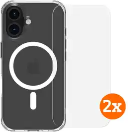 Coolblue BlueBuilt Protective Cover avec MagSafe iPhone 16 Transparent + Protège-écran Lot de 2 aanbieding