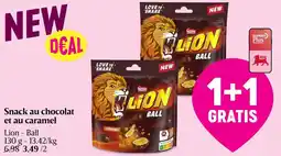 Delhaize Snack au chocolat et au caramel Lion Ball aanbieding