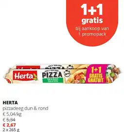 Spar HERTA pizzadeeg dun & rond aanbieding